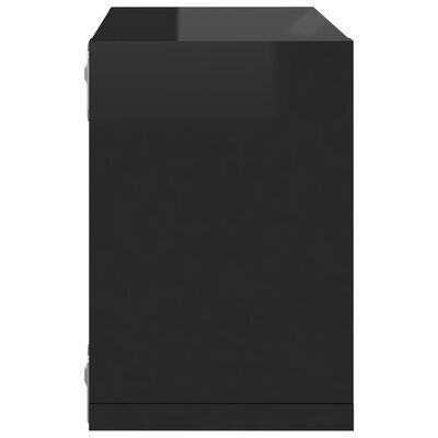 vidaXL Стенни кубични рафтове, 2 бр, черен гланц, 22x15x22 см