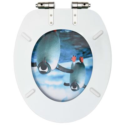 vidaXL Тоалетни седалки с плавно затваряне 2 бр МДФ дизайн пингвини