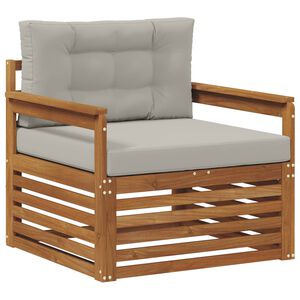 vidaXL Външен диван Солидно акациево дърво и полиестер