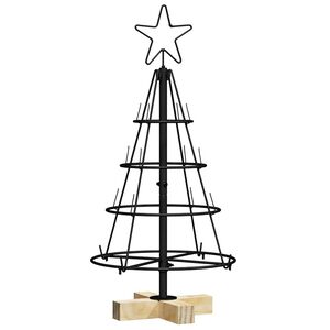 vidaXL Коледно дърво с конус с поставка Черно 60 cm Стомана