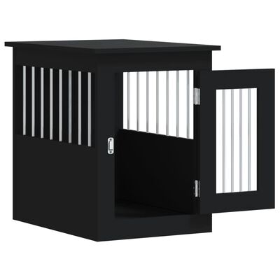 vidaXL Клетка за куче мебел, черна, 45x62x59 см, инженерно дърво