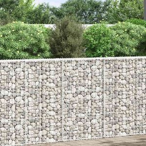 vidaXL Габион повдигната леха трапец поцинкована стомана 100x20x100 см