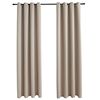 vidaXL Затъмняващи завеси с метални халки, 2 бр, бежови, 140x175 см
