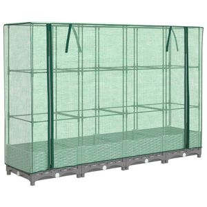 vidaXL Повдигнато легло с оранжерия калъф, ратанов вид, 160x40x123 см