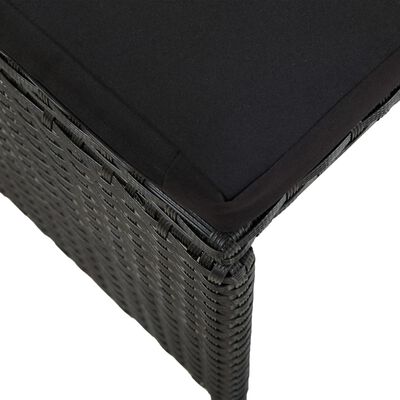 vidaXL Градински комплект с възглавници, 5 части, полиратан, черен