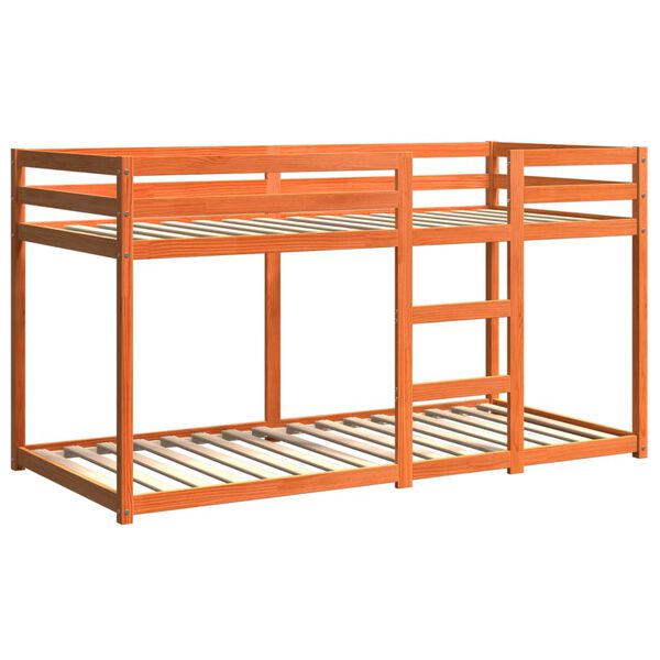 vidaXL Двуетажно легло, восъчнокафяво, 90x200 см, борово дърво масив