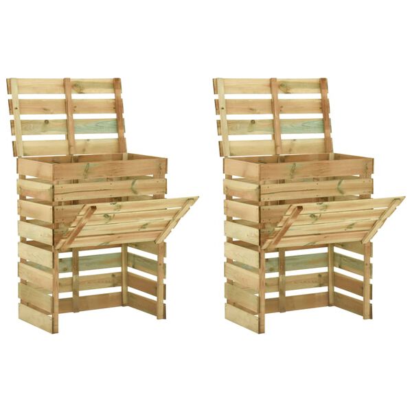 vidaXL Градински ламелни компостери 2 бр 80x50x100 см импрегниран бор