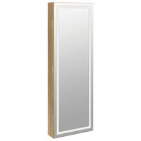 vidaXL Огледален шкаф за бижута с LED осветление, стенен монтаж