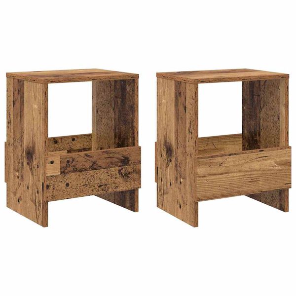 vidaXL Етажерка за списания 2 pcs Старо дърво 35 x 30 x 45 см