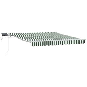 vidaXL Прибираща се тента Зелен и бял 300 x 250 cm Тъкан и алуминий