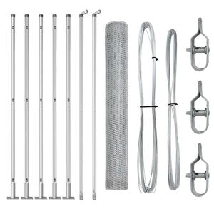 vidaXL Стълб за ограда. Сребристо