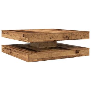 vidaXL Маса за кафе Въртяща се на 360 градуса старо дърво 90x90x34,5cm