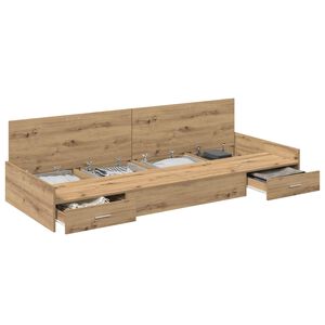 vidaXL Рамка за легло с чекмедже Дъб 100 x 200 cm Инженерна дървесина