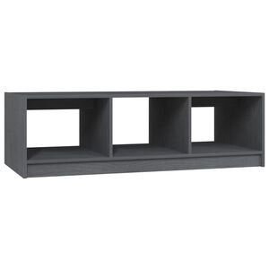 vidaXL Маса за кафе, сива, 110x50x34 см, борово дърво масив