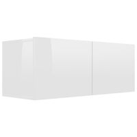 vidaXL ТВ шкаф, бял гланц, 80x30x30 см, ПДЧ