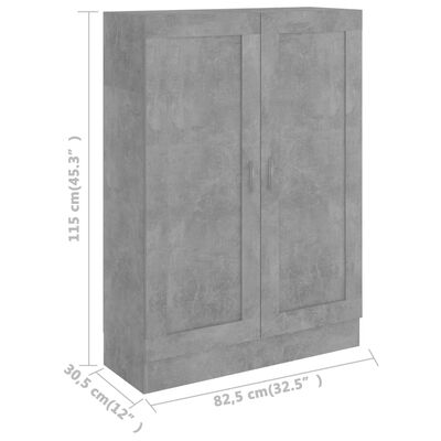 vidaXL Шкаф за книги, бетонно сив, 82,5x30,5x115 см, ПДЧ
