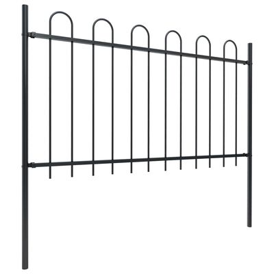 vidaXL Градинска ограда с извити върхове, стомана, 11,9x1 м, черна