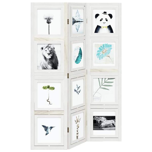 vidaXL Разделител за стая, 3 панела, бял, дърво пауловния масив