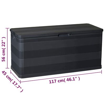 vidaXL Градинска кутия за съхранение, черна, 117x45x56 см