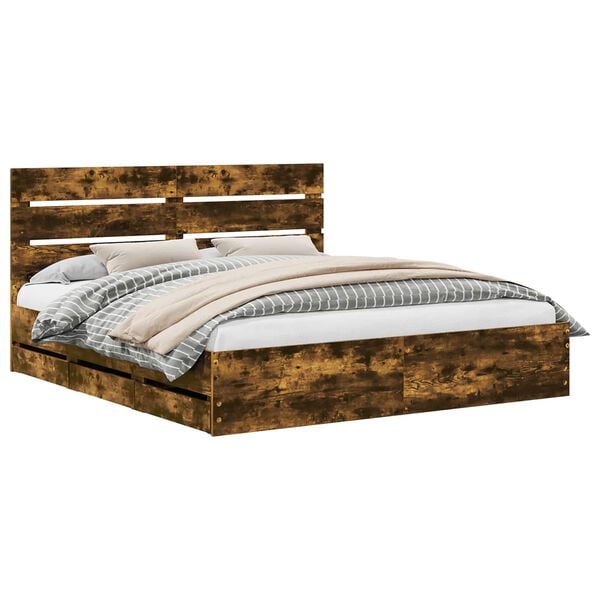 vidaXL Рамка за легло Димян дъб 180 x 200 cm Инженерна дървесина