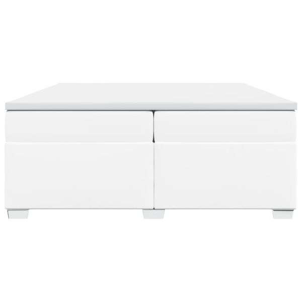 vidaXL Боксспринг легло с матрак, бяло, 200x200 см, изкуствена кожа