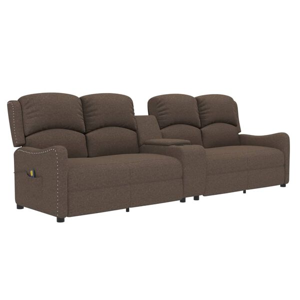 vidaXL 4-местен масажен реклайнер с държачи за чаши, таупе, текстил