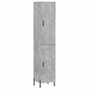 vidaXL Висок шкаф, бетонно сив, 34,5x34x180 см, инженерно дърво