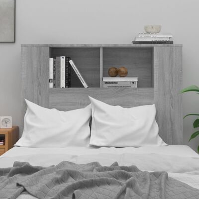 vidaXL Табла за легло тип шкаф, сив сонома, 100x18,5x104,5 см