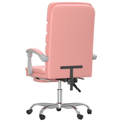 vidaXL Масажен наклоняем офис стол, розов, изкуствена кожа