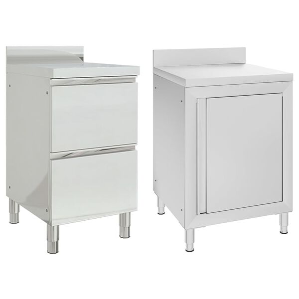 vidaXL Кухненски шкафове за търговци, 2 бр., неръждаема стомана