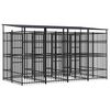 vidaXL Дворна клетка за кучета с покрив, стомана, 7,37 м&sup2;