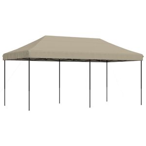 vidaXL Сгъваема парти шатра, pop-up, таупе, 580x292x315 см