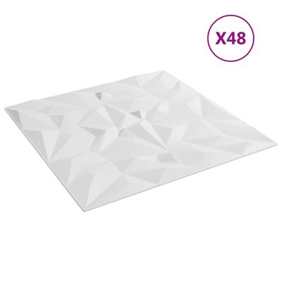 vidaXL Стенни панели 48 бр бели 50x50 см XPS 12 м² аметист