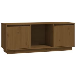 vidaXL ТВ шкаф, меденокафяв, 110,5x35x44 см, бор масив