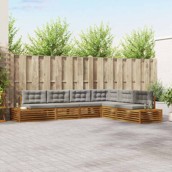 vidaXL Комплект дивани за открито 6 Брой Естествено и светло сиво