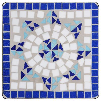 vidaXL Мозаечна странична маса, синьо-бяла, керамика