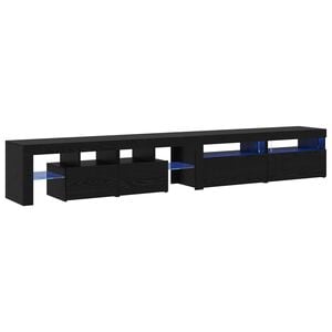 vidaXL ТВ шкаф с LED осветление, бял, 260x36,5x40 см