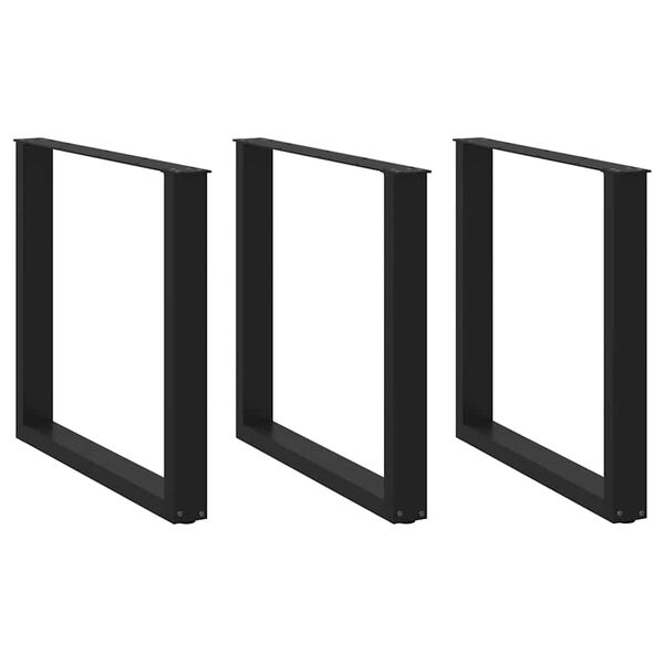 vidaXL Крака за трапезна маса, U-образни, 3 бр., черни, 80 x (72-73) см, стомана