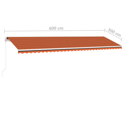vidaXL Свободностояща ръчно прибираща тента 600x300 см оранжево/кафяво