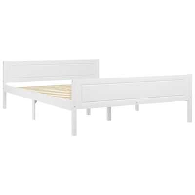 vidaXL Рамка за легло, борова дървесина масив, бяла, 160x200 cм
