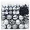 vidaXL Комплект коледни топки 120 pcs Сребрист Пластмаса