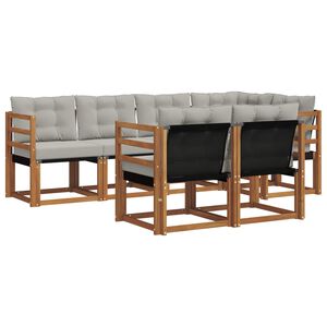 vidaXL Комплект дивани за открито 7 pcs Естествено и светло сиво