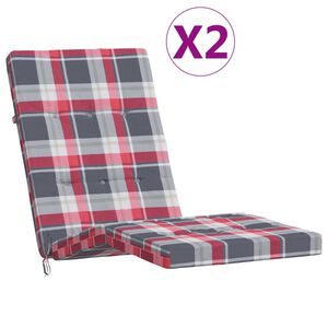 vidaXL Възглавници за столове шезлонги 2 бр червено каре Оксфорд плат