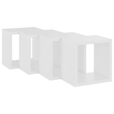 vidaXL Стенни кубични рафтове, 4 бр, бели, 22x15x22 см