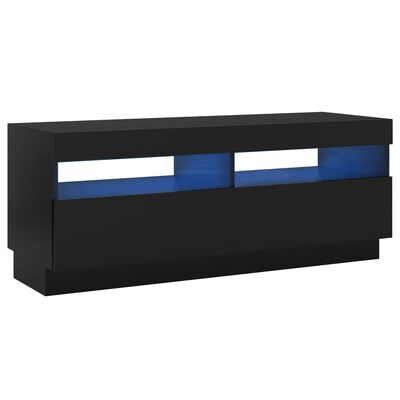 vidaXL ТВ шкаф с LED осветление, черен, 100x35x40 см