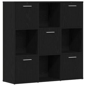 vidaXL Библиотека, черен дъб, 90x28x90 см, инженерно дърво