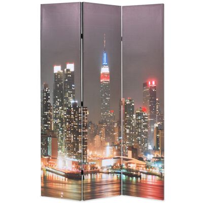 vidaXL Сгъваем параван за стая, 120x170 см, нощен Ню Йорк