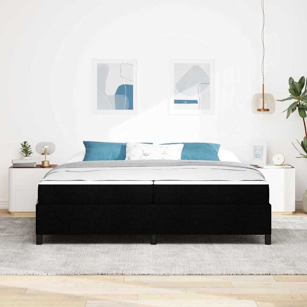 vidaXL Легло с пружинирана основа с матрак Черно 200 x 200 cm текстил