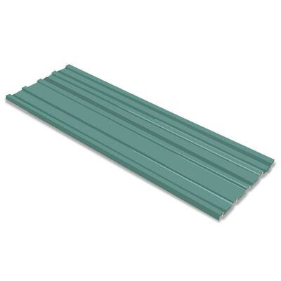 vidaXL Покривни панели, 12 бр, поцинкована стомана, зелени