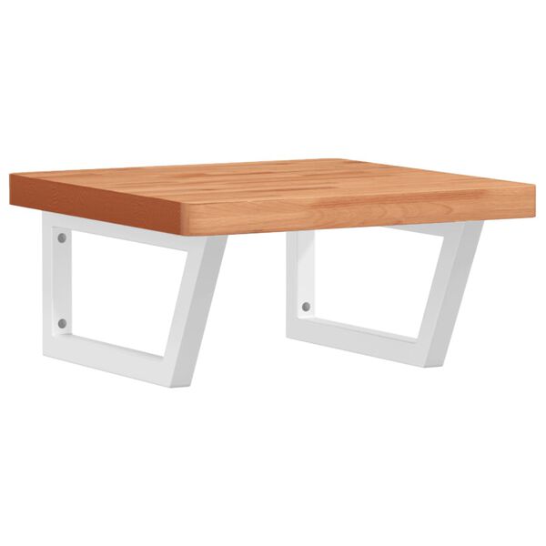 vidaXL Стенен рафт за мивка, стомана и масивно дърво бук